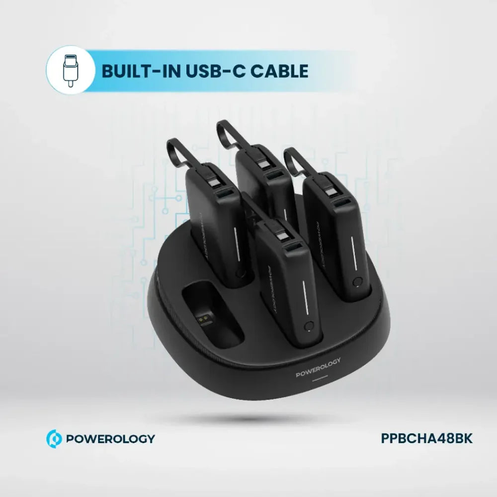 Powerology 5in1 Station 10000mAh PD 50W QC Power Bank - Black